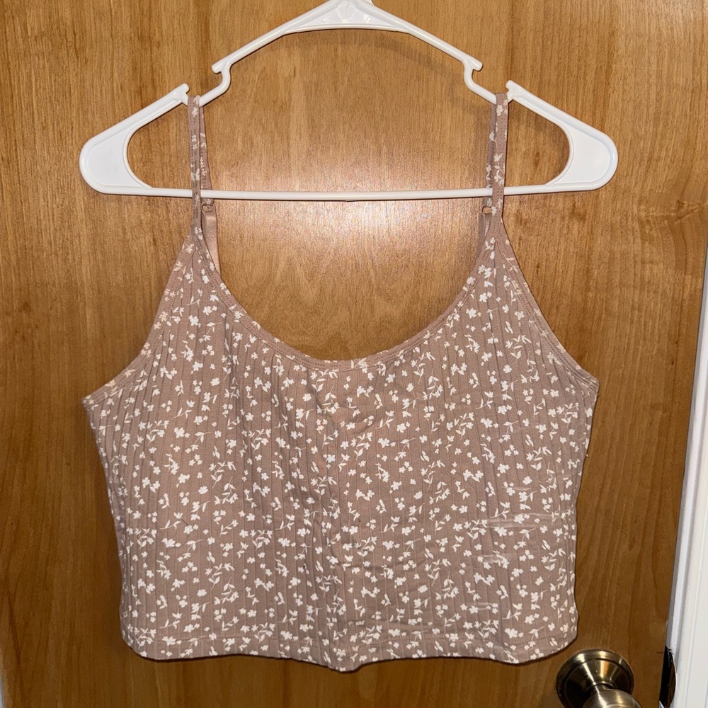 Tan floral crop top